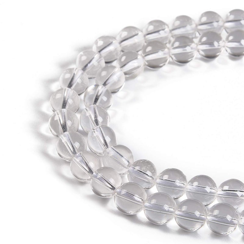 Nancybeads 45pcs 8mm Natural Clear Quartz Crystals Gemstone Round Spacer Loose Stone Beads for Jewelry Making 15.5" 1 Strand (Clear Quartz Crystals, 8mm 45Beads) - Image 1